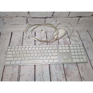 Apple‎ White Aluminum USB Wired Keyboard A1243 Mouse M5769